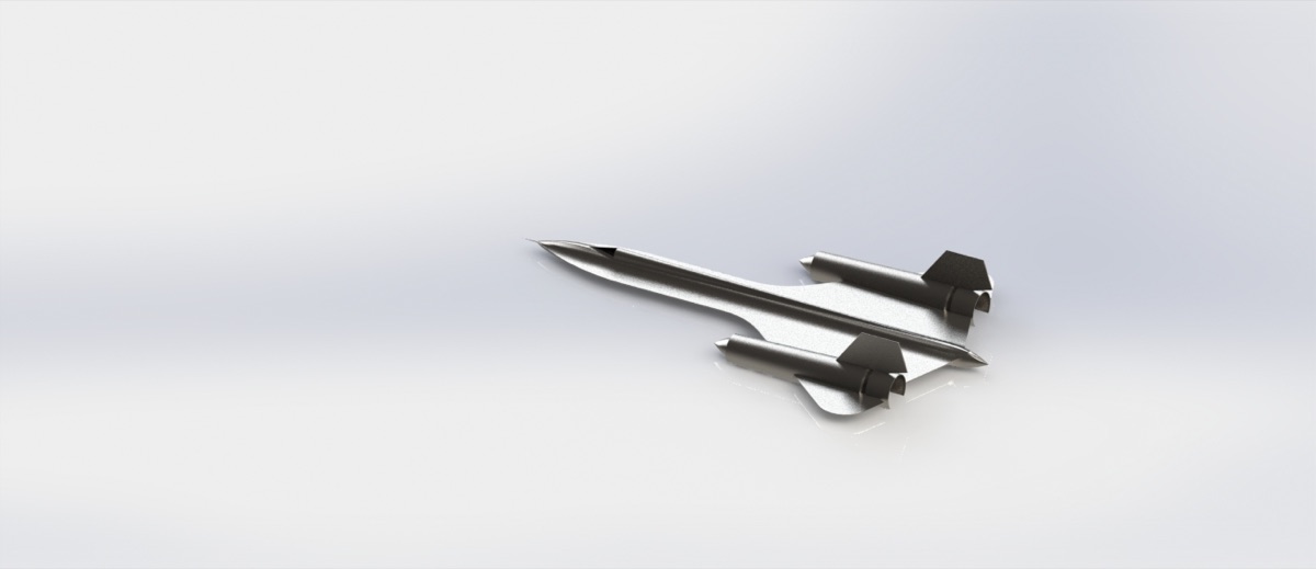 CAD render of an SR-71-inspired airframe that never left the computer